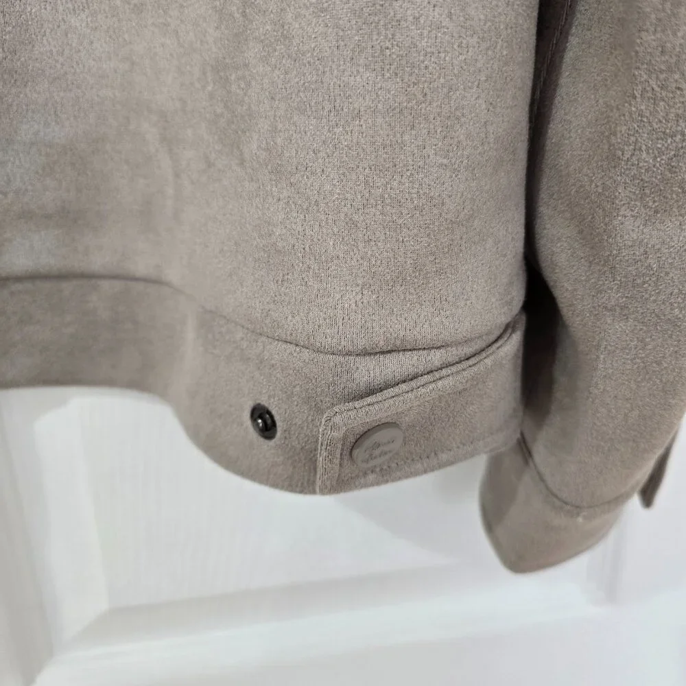 New Robert Graham Vegan Suede Bomber Jacket‎ Zip Front Taupe Large MSRP $248 NWT